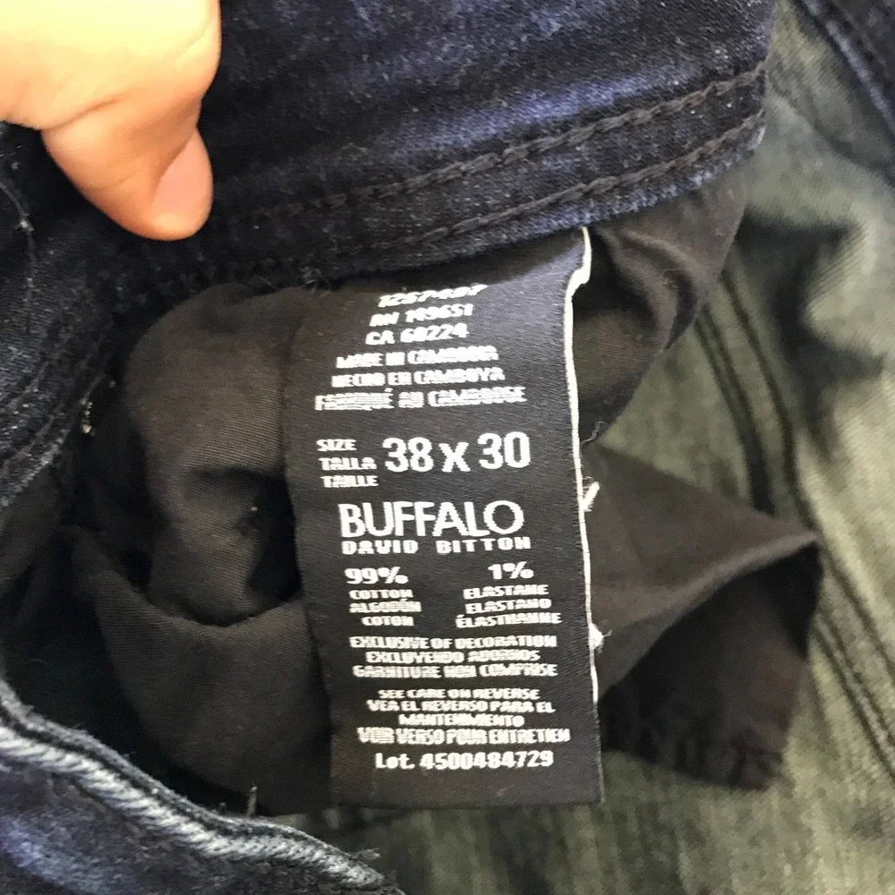 Buffalo Jackson Jeans Men's 36x28 Blue Denim Double Stitch Stretch Straight Leg